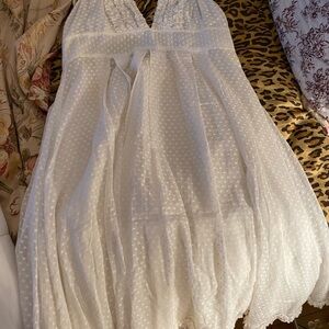 White polka dot halter dress
